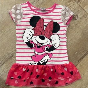 Pink Striped Minnie Mouse Tshirt
